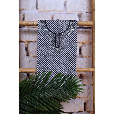 Grey Mirror work Gota Cotton Printed Kurti - SSEthnics
