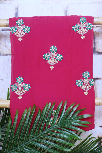 Pink Viscose Georgette Gota Patti Kurti Fabric