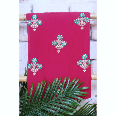 Pink Viscose Georgette Gota Patti Kurti Fabric