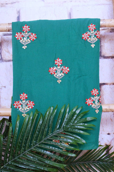 Sea Green Viscose Georgette Gota Patti Kurti Fabric