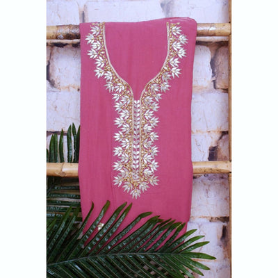 Pink Viscose Georgette Gota Patti Kurti Fabric