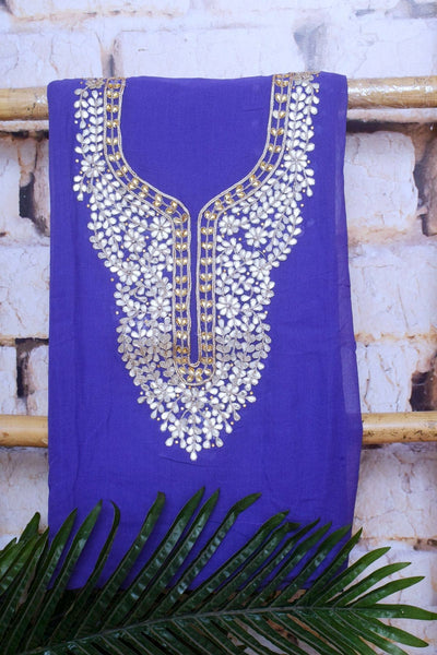 Purple Viscose Georgette Gota Patti Kurti Fabric