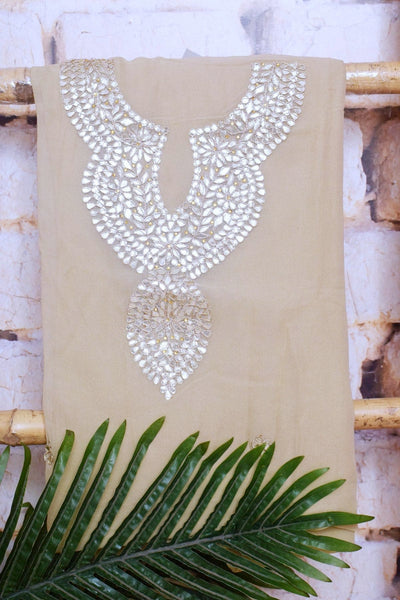 Cream Viscose Georgette Gota Patti Kurti Fabric