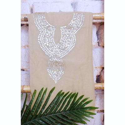 Cream Viscose Georgette Gota Patti Kurti Fabric