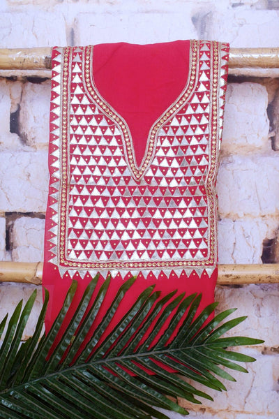 Pink Viscose Georgette Gota Patti Kurti Fabric