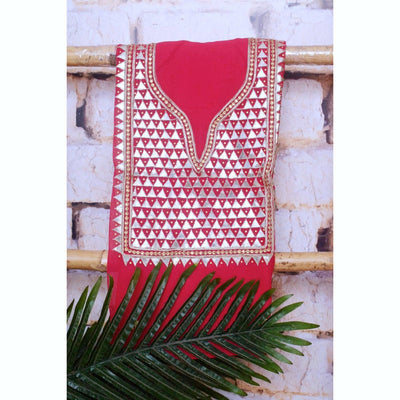 Pink Viscose Georgette Gota Patti Kurti Fabric