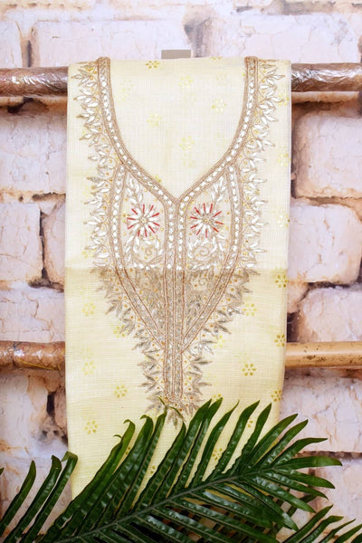 Cream Kota Silk Gota Patti Kurti Fabric