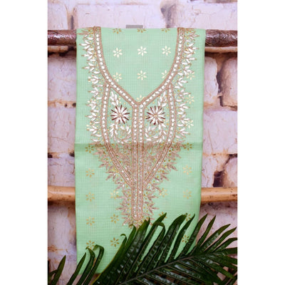 Mint Green Kota Silk Gota Patti Kurti Fabric