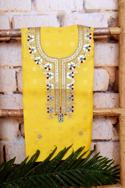 Yellow Kota Silk Gota Patti Kurti Fabric