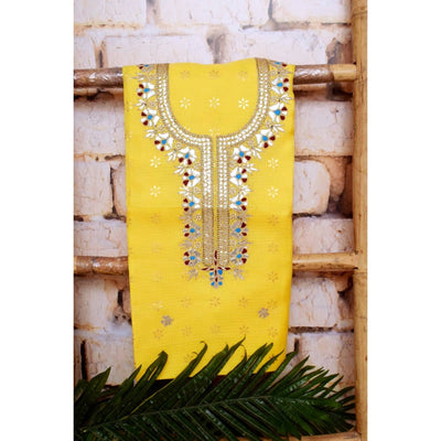 Yellow Kota Silk Gota Patti Kurti Fabric