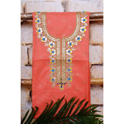 Orange Kota Silk Gota Patti Kurti Fabric