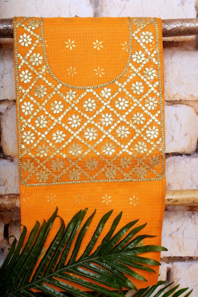 Yellow Kota Silk Gota Patti Kurti Fabric