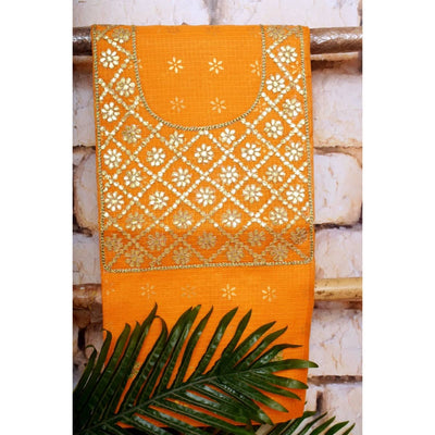 Yellow Kota Silk Gota Patti Kurti Fabric