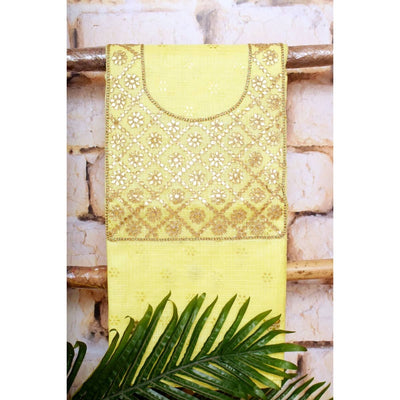 Yellow Kota Silk Gota Patti Kurti Fabric