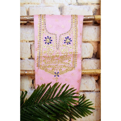 Pink Kota Silk Gota Patti Kurti Fabric