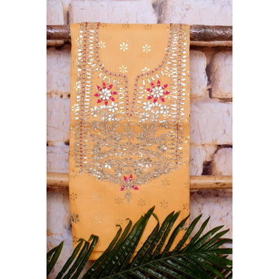 Yellow Kota Silk Gota Patti Kurti Fabric