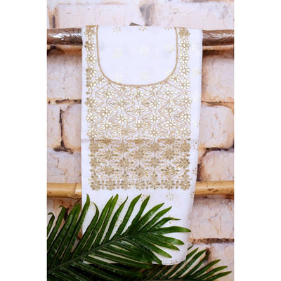White Kota Silk Gota Patti Kurti Fabric