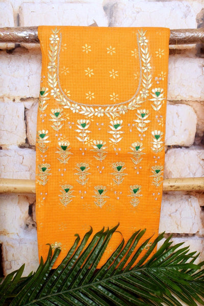 Yellow Kota Silk Gota Patti Kurti Fabric