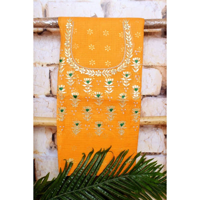 Yellow Kota Silk Gota Patti Kurti Fabric