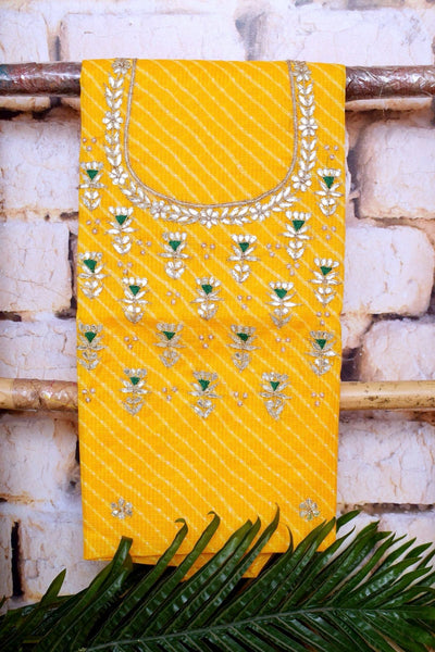 Yellow Kota Silk Gota Patti Kurti Fabric