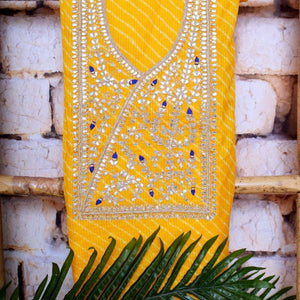 Yellow Kota Silk Gota Patti Kurti Fabric