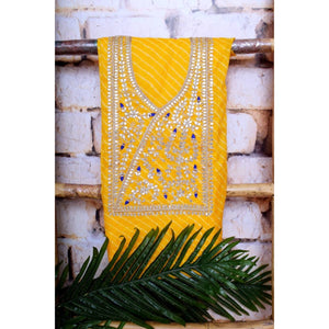 Yellow Kota Silk Gota Patti Kurti Fabric