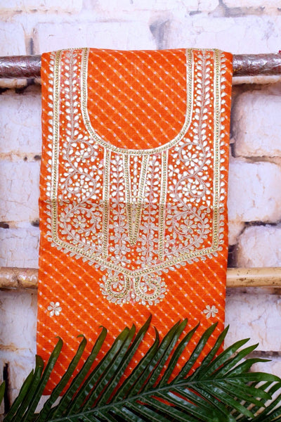 Orange Kota Silk Gota Patti Kurti Fabric