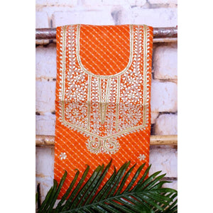 Orange Kota Silk Gota Patti Kurti Fabric