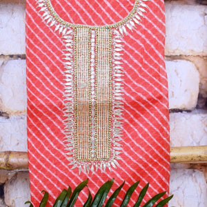 Peach Kota Silk Gota Patti Kurti Fabric