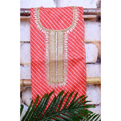 Peach Kota Silk Gota Patti Kurti Fabric