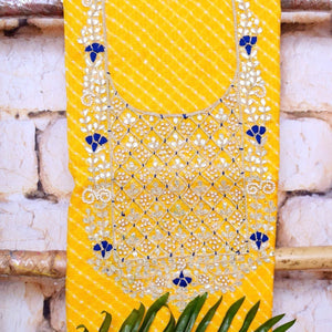 Yellow Kota Silk Gota Patti Kurti Fabric