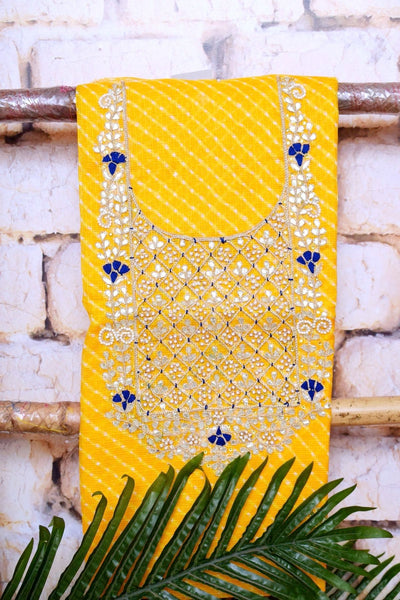 Yellow Kota Silk Gota Patti Kurti Fabric