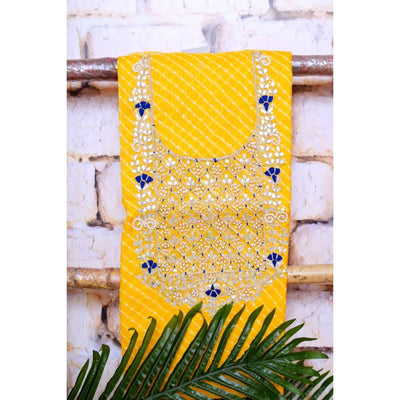 Yellow Kota Silk Gota Patti Kurti Fabric