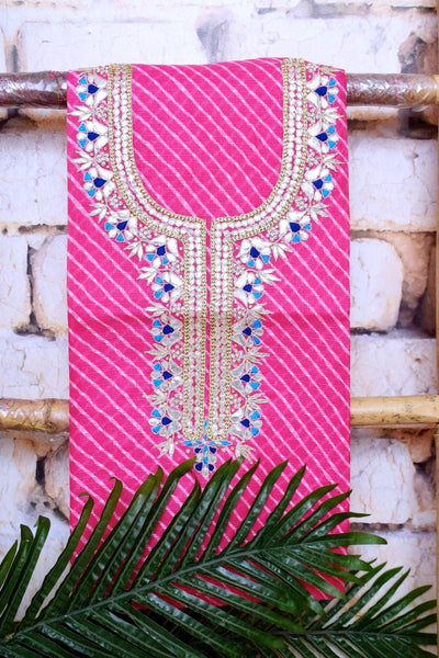 Pink Kota Silk Gota Patti Kurti Fabric