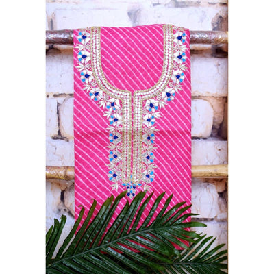 Pink Kota Silk Gota Patti Kurti Fabric