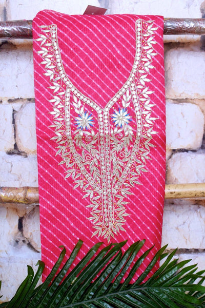 Pink Kota Silk Gota Patti Kurti Fabric