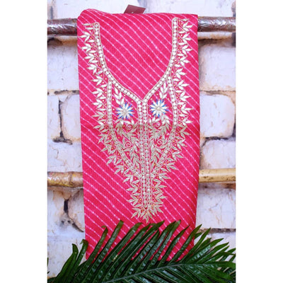 Pink Kota Silk Gota Patti Kurti Fabric