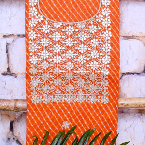 Orange Kota Silk Gota Patti Kurti Fabric