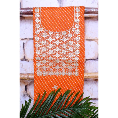 Orange Kota Silk Gota Patti Kurti Fabric