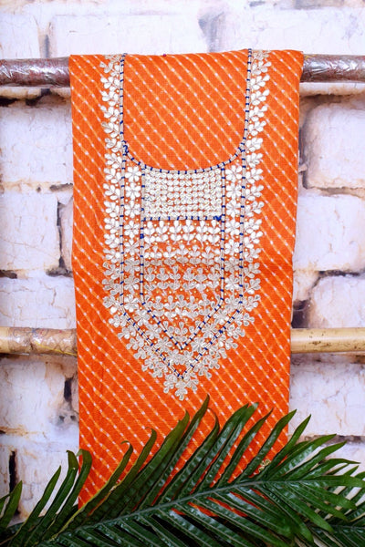 Orange Kota Silk Gota Patti Kurti Fabric