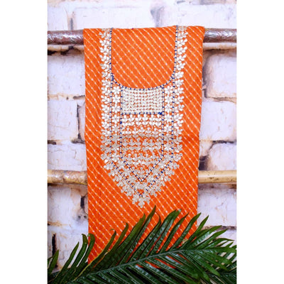 Orange Kota Silk Gota Patti Kurti Fabric