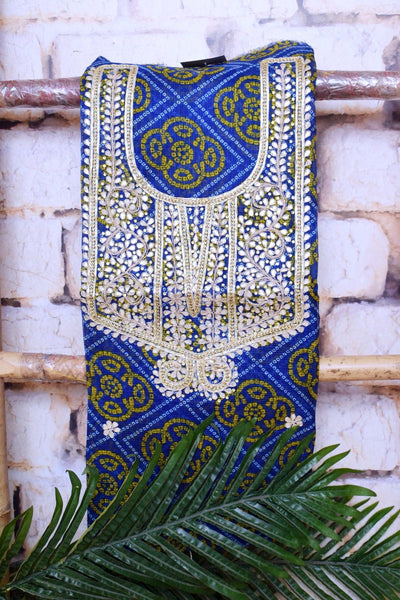 Blue Kota Silk Gota Patti Kurti Fabric