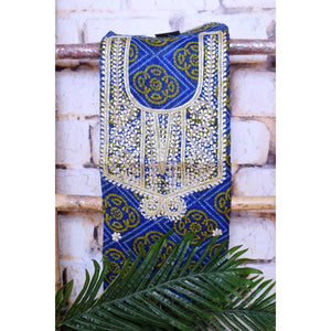 Blue Kota Silk Gota Patti Kurti Fabric