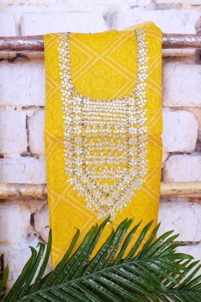 Yellow Kota Silk Gota Patti Kurti Fabric