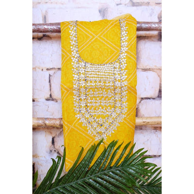 Yellow Kota Silk Gota Patti Kurti Fabric