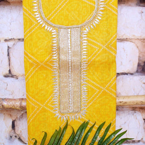 Yellow Kota Silk Gota Patti Kurti Fabric