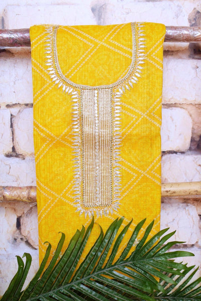 Yellow Kota Silk Gota Patti Kurti Fabric