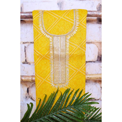 Yellow Kota Silk Gota Patti Kurti Fabric