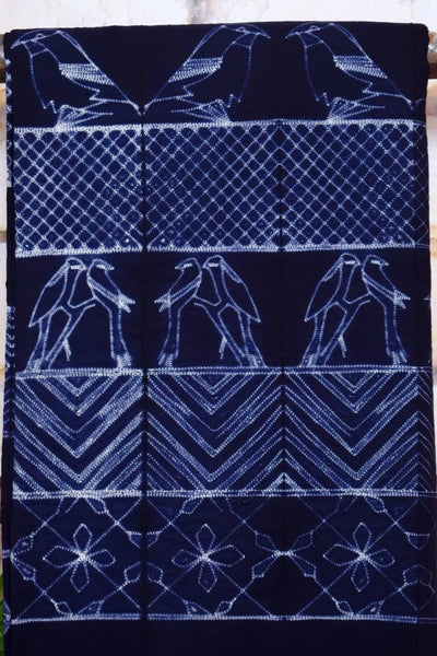 Blue Nui Shibori Tie-Dye Cotton Kurti Fabric