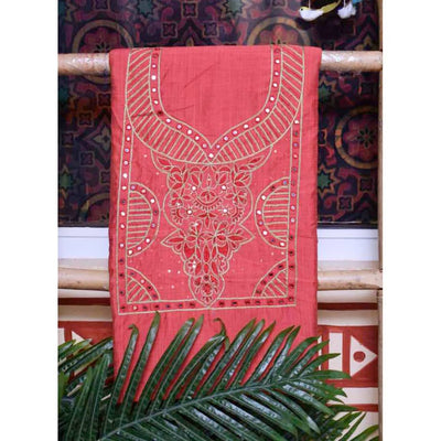 Pink Cotton Silk Hand Embroidered Kurti - SSEthnics